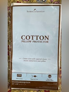 Home Classics Standard/Queen Cotton Pillow Protector NWT